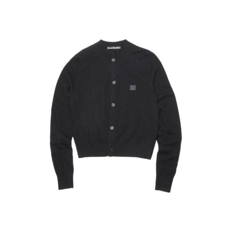 W 아크네 스튜디오 케바 페이스 크루넥 가디건 Acne Studios Keva Face Crewneck Cardigan Bla
