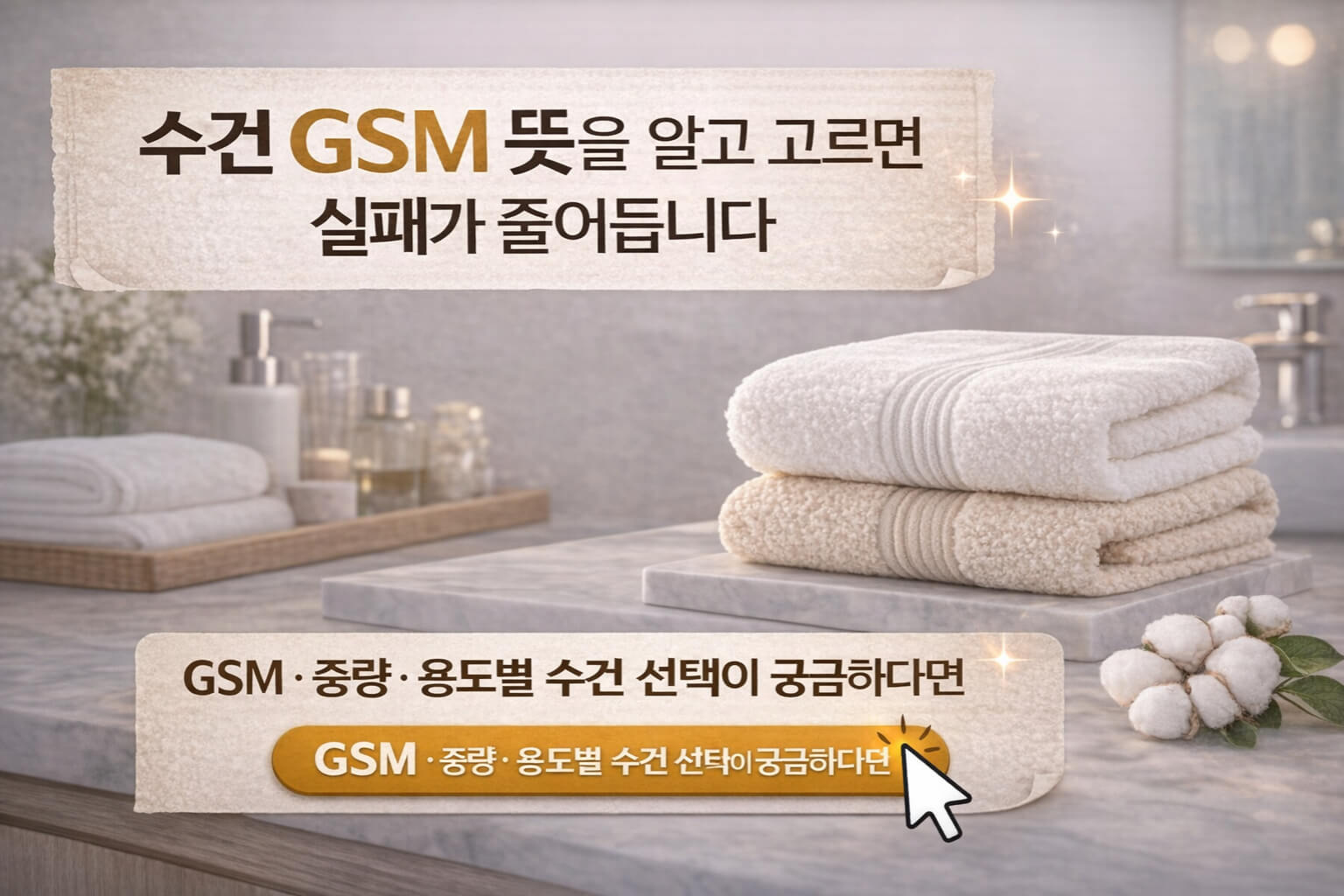 수건 비교와 상담 안내를 위한 CTA 이미지