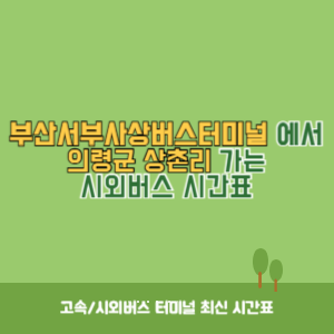 부산서부사상버스터미널에서 의령군 상촌리 가는 시외버스 시간표 최신정보