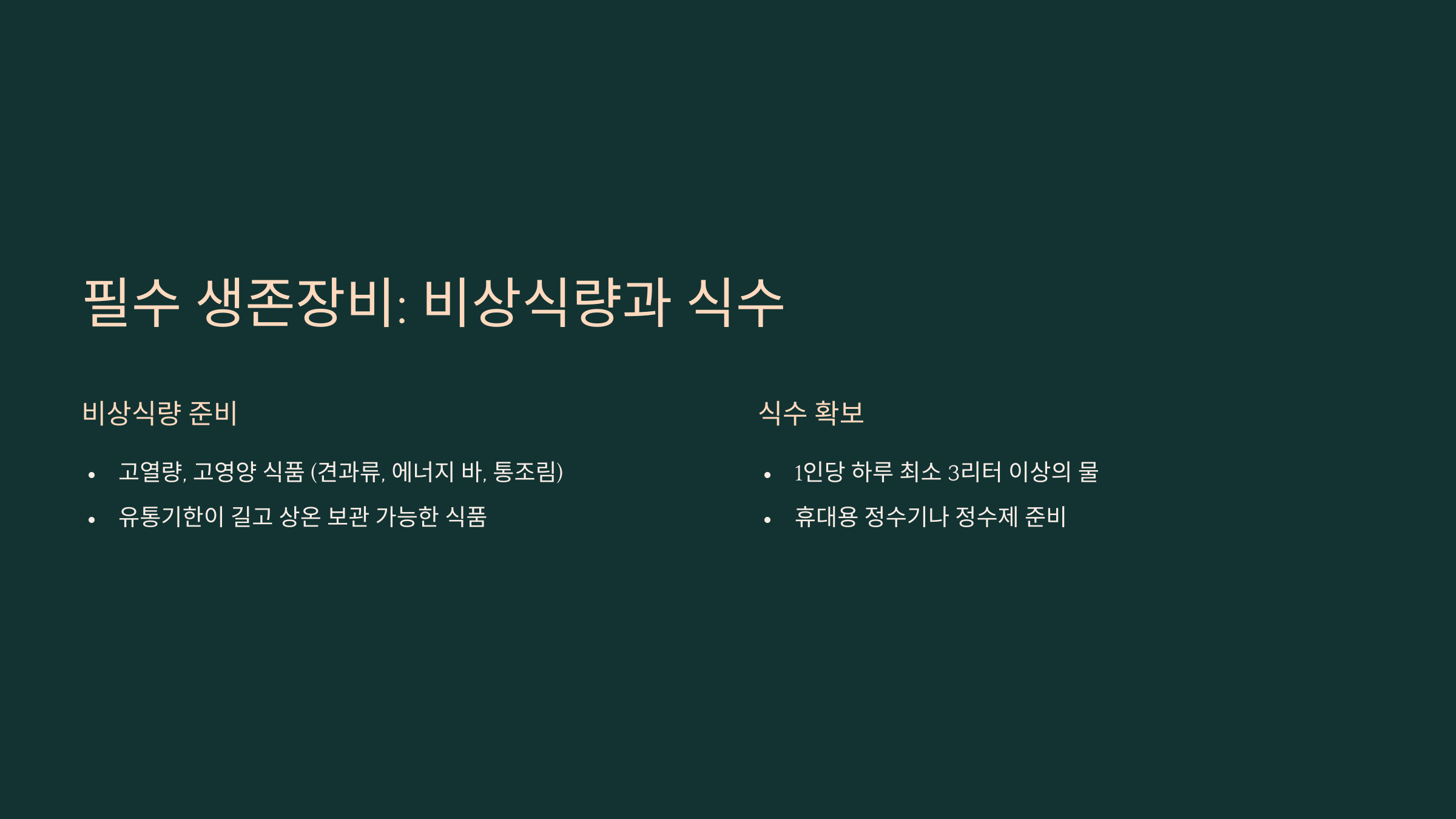 재난 대비 필수 생존장비