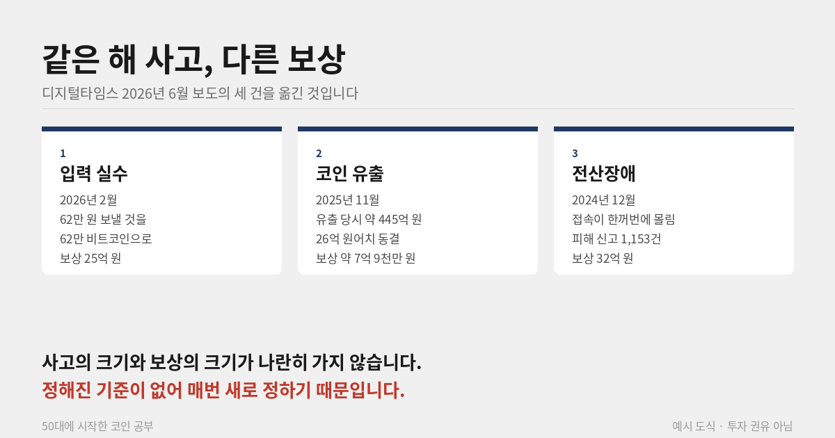 코인 거래소 사고별 보상액 비교