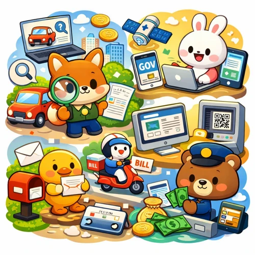 자동차세 조회하는 귀여운 캐릭터