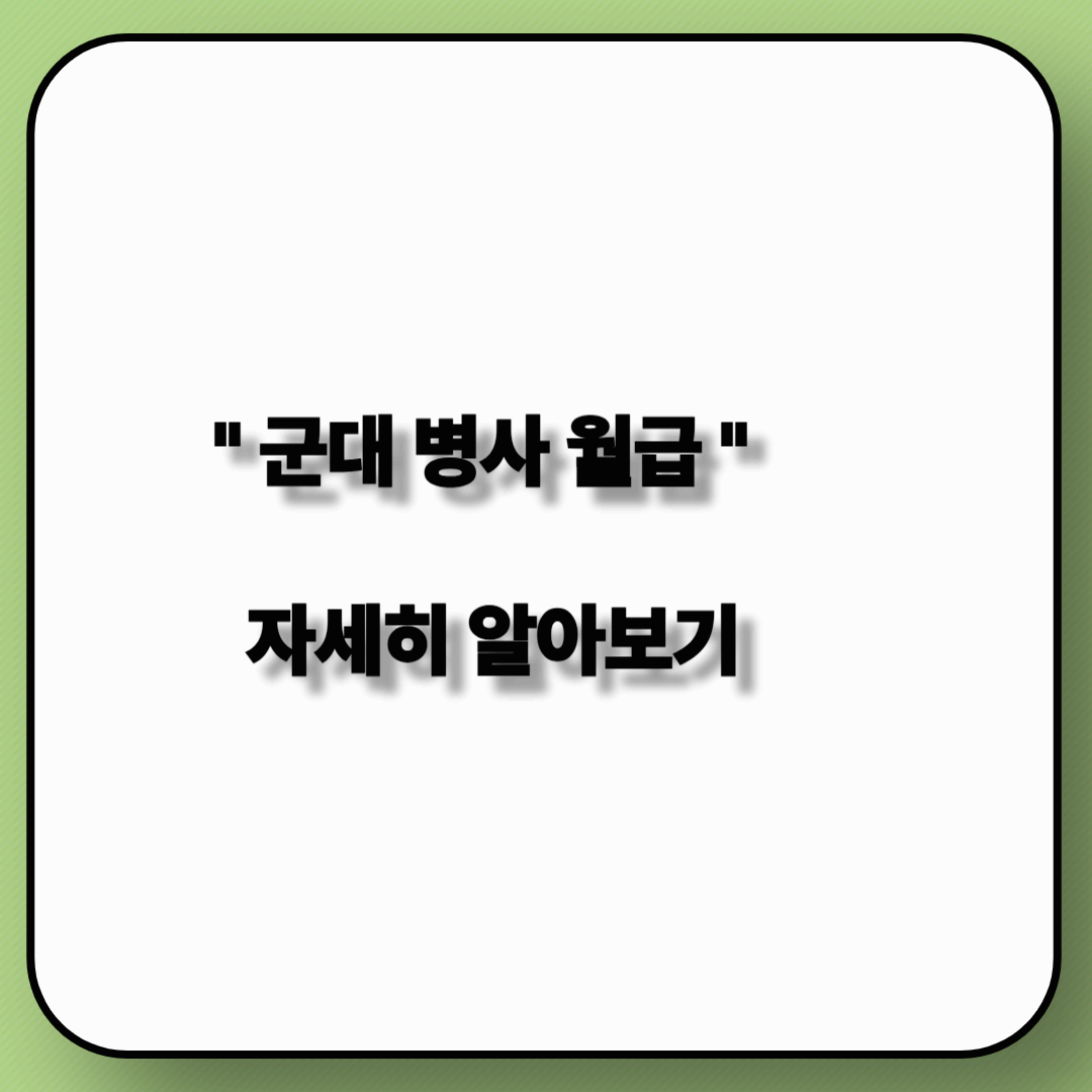 2025년 군인 월급 2편