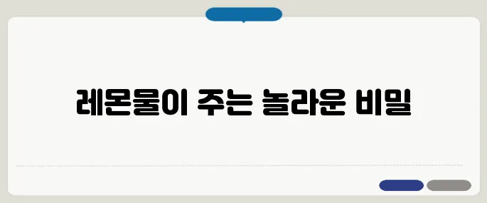 레몬물 효능 정리 간단하게 끝내는 팁
