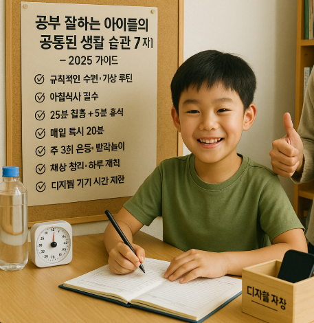 공부 잘하는 아이들의 공통된 생활 습관 7가지 – 2025 가이드