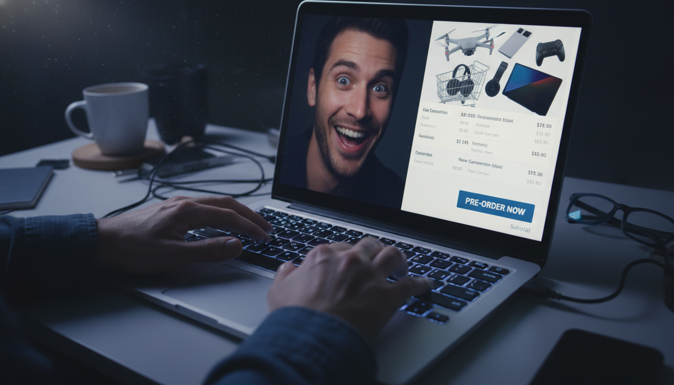 노트북으로 에어팟 프로 4세대 온라인 사전예약을 준비하는 모습