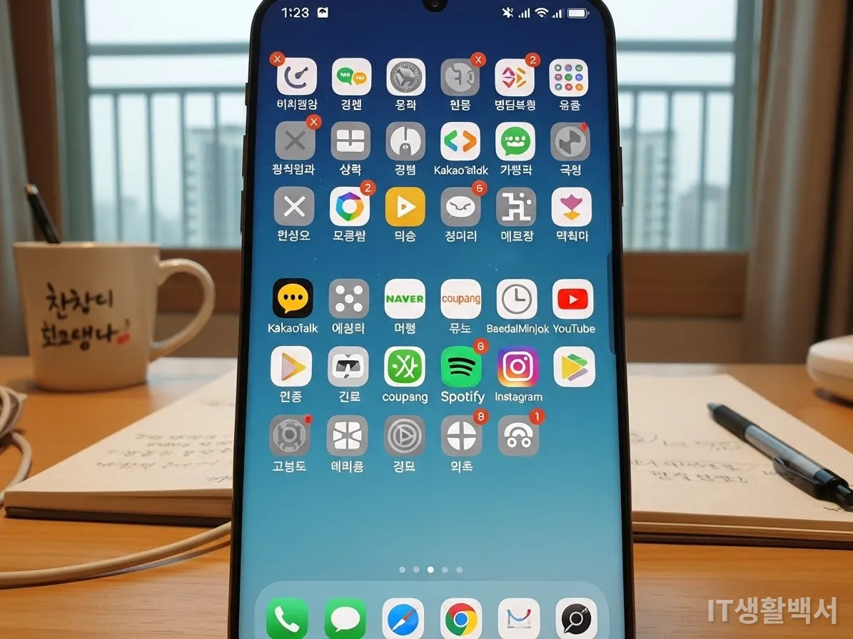 불필요한 앱들로 가득 찬 한국인의 스마트폰 화면