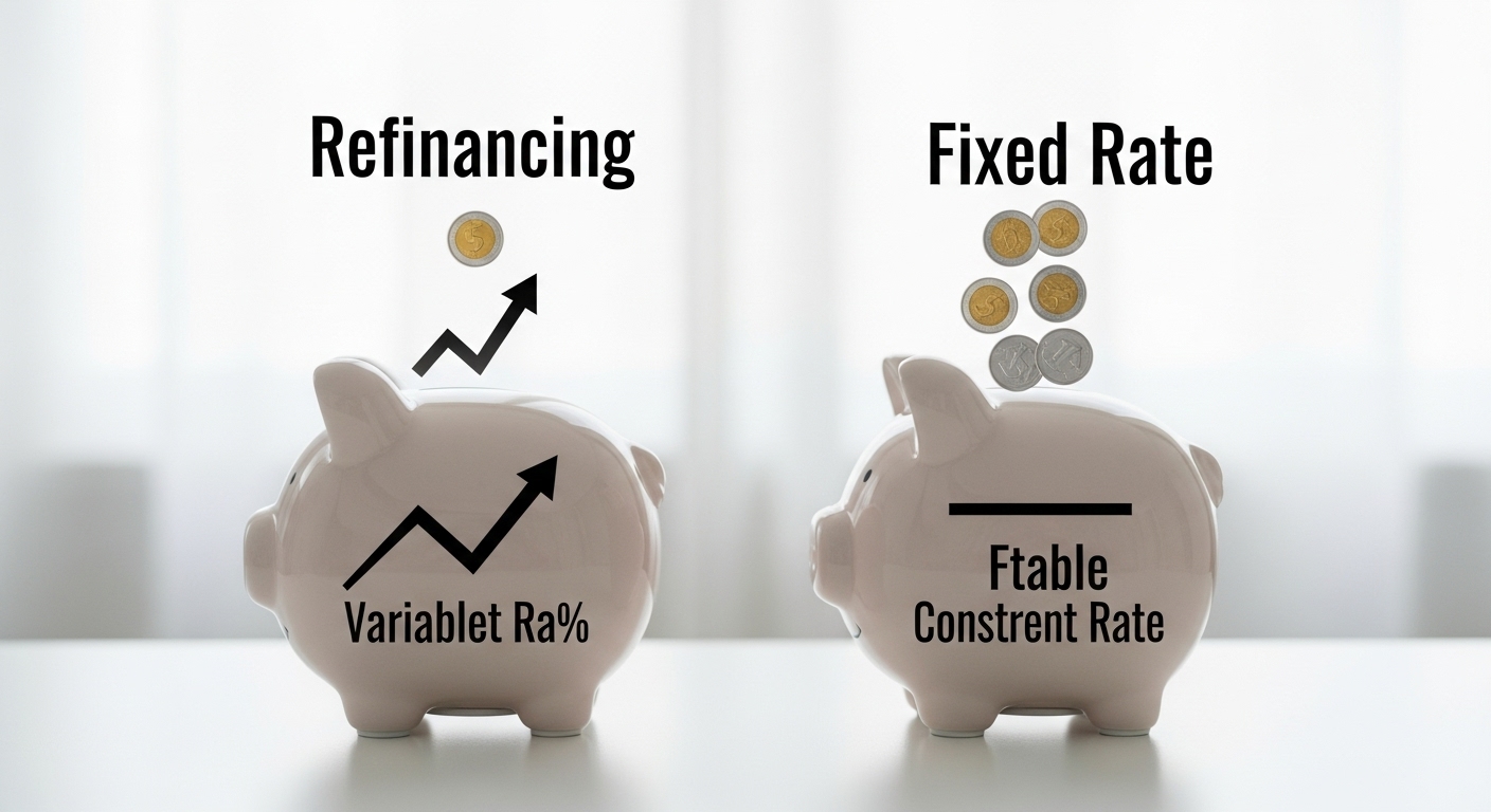 대출 갈아타기를 상징하는 두 개의 저금통과 동전