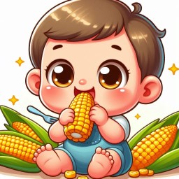 cute baby enjoying delicious sweet corn