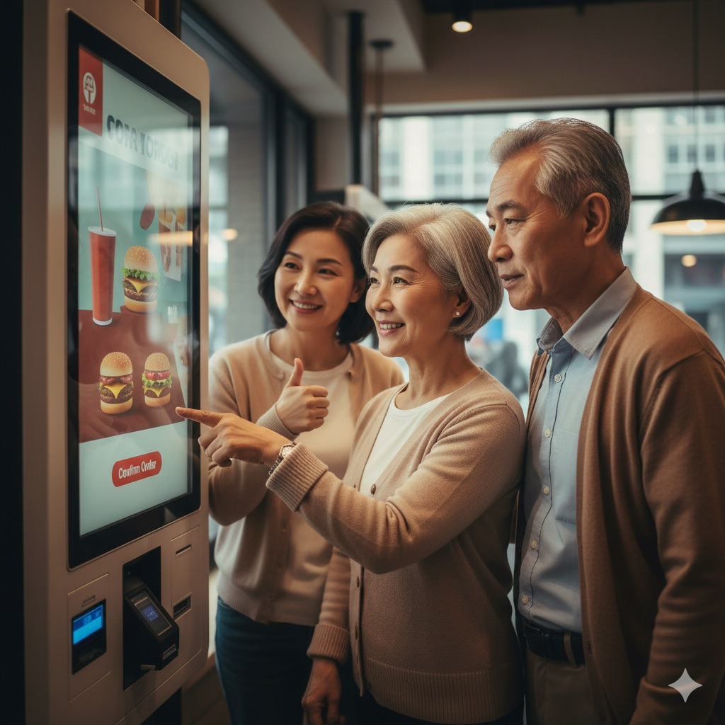 키오스크 사용하는 부모님