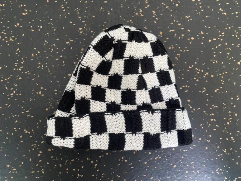 마하그리드 체커보드 니트 비니 CHECKERBOARD BEANIE WHITE/BLACK(MG2EFMAB37A)