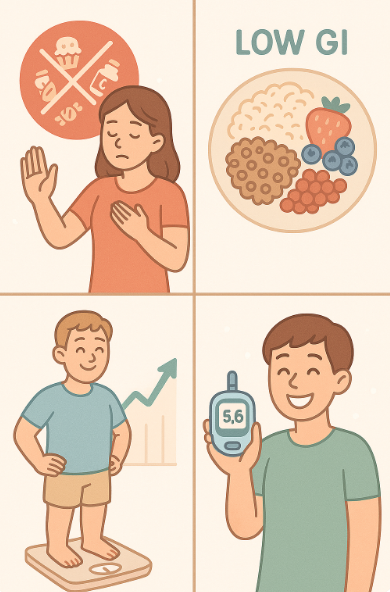 혈당 다이어트를 하는 남성과 여성의 모습