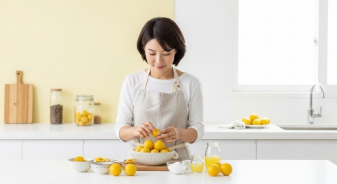 황매실을 활용해 잼 재료로 준비 중인 모습