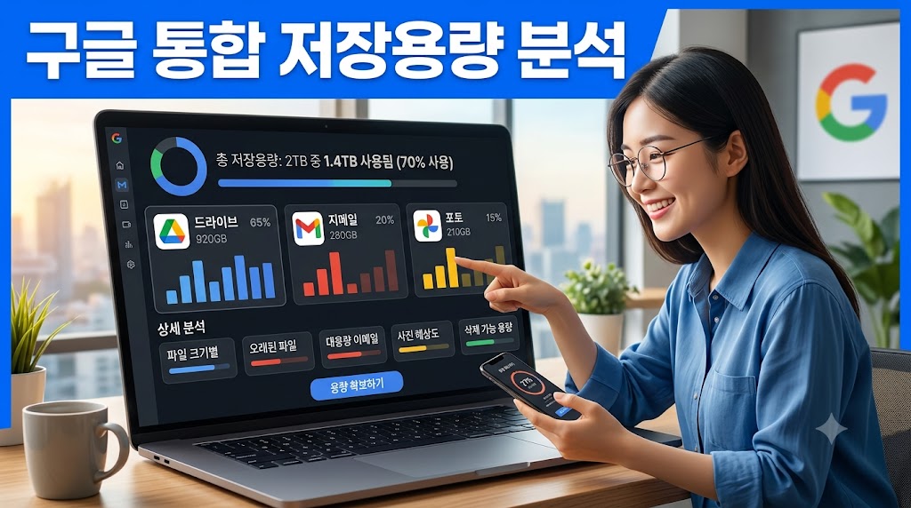 구글 드라이브 및 구글원 스토리지 용량 관리 대시보드 화면