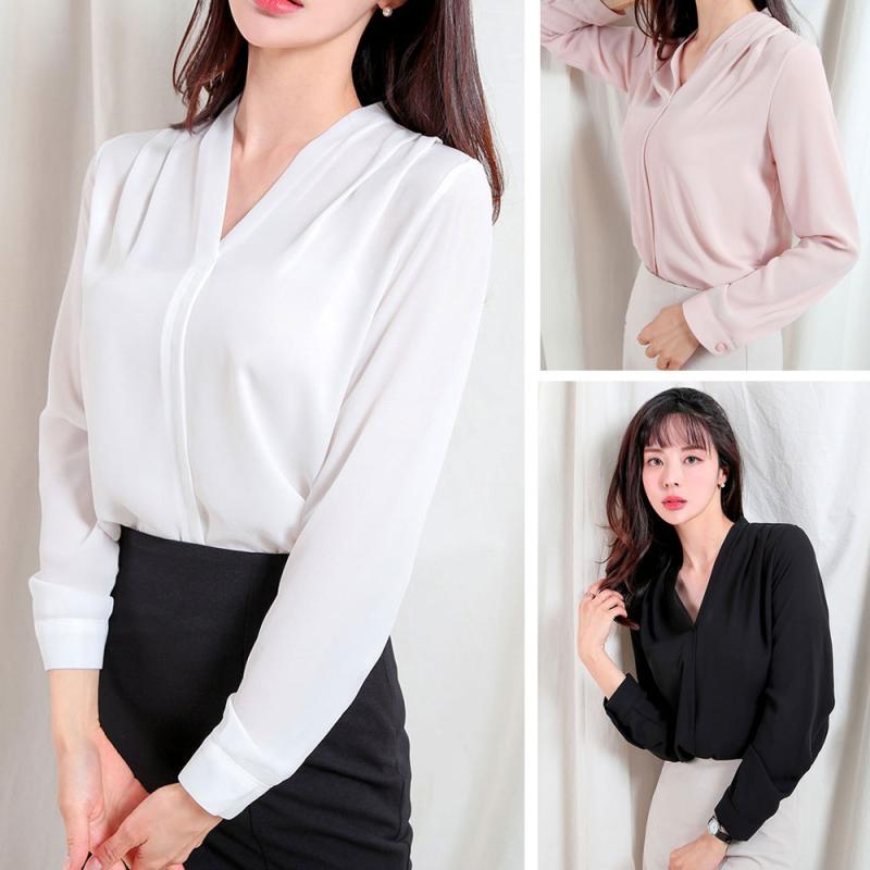 더웨이나인 소피 화이트블라우스 가을블라우스 브이넥블라우스 핑크블라우스 블랙블라우스