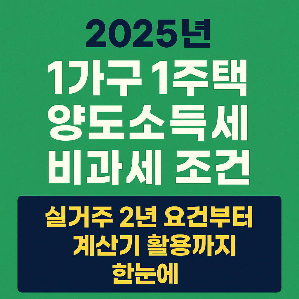 2025 1가구 1주택 양도소득세 비과세 조건