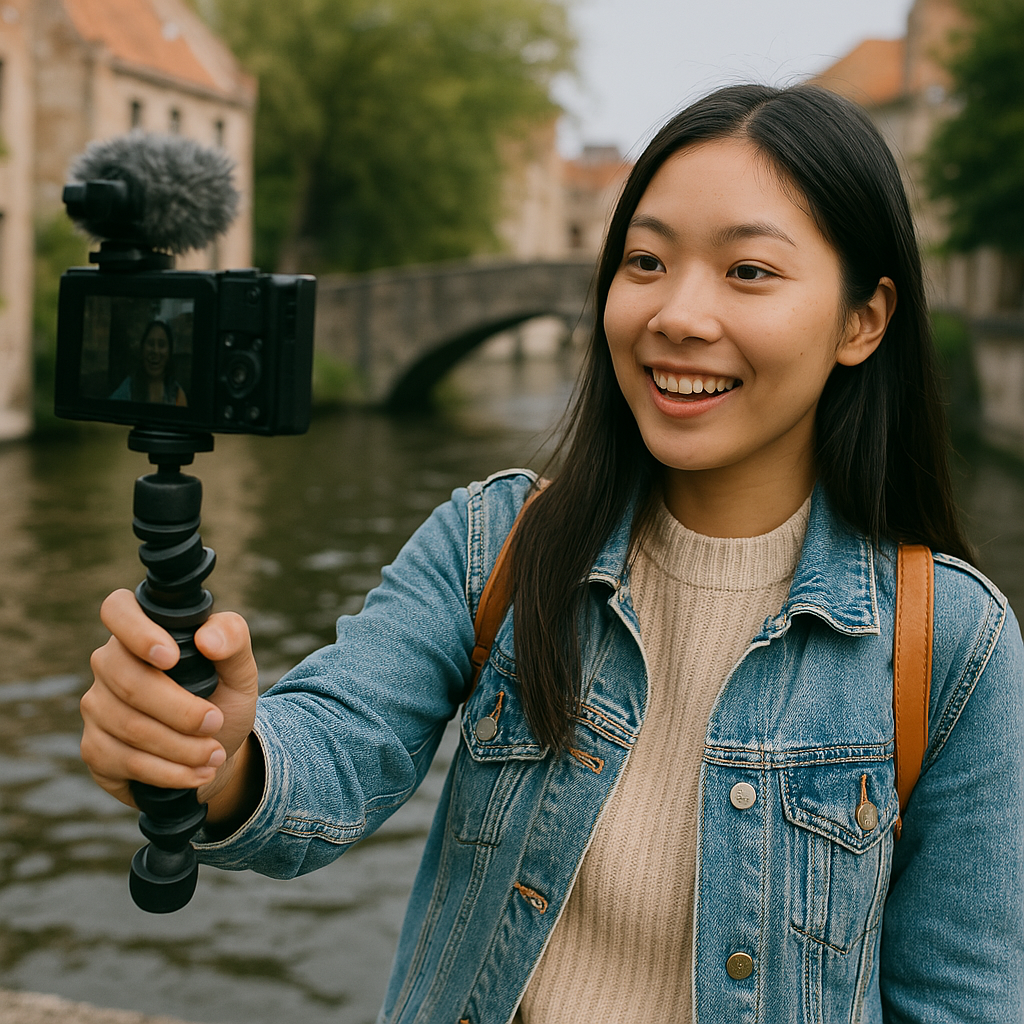 여행지 브이로그 찍는 사진