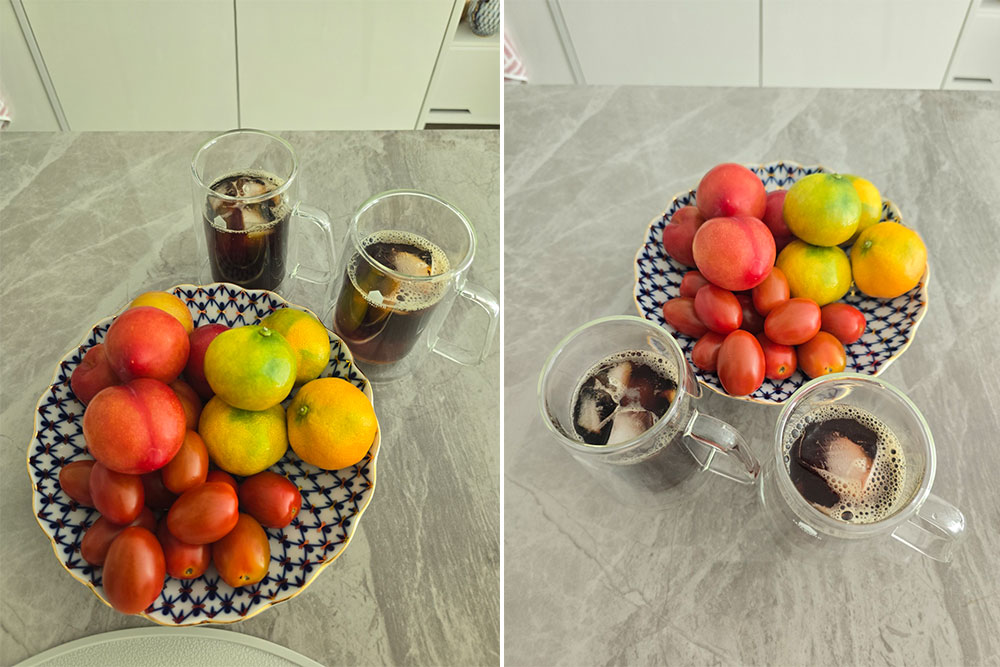 커피와 과일 케익 촬영은 못했어요.