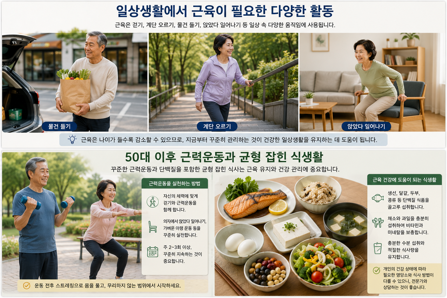 일상생활에서 근육이 필요한 다양한 활동