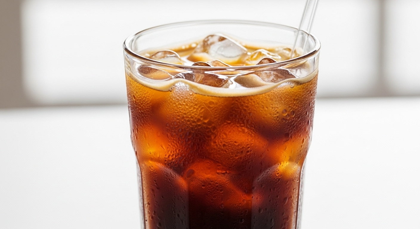 텍스트 없는 깔끔한 얼음이 가득 담긴 아이스 아메리카노 사진