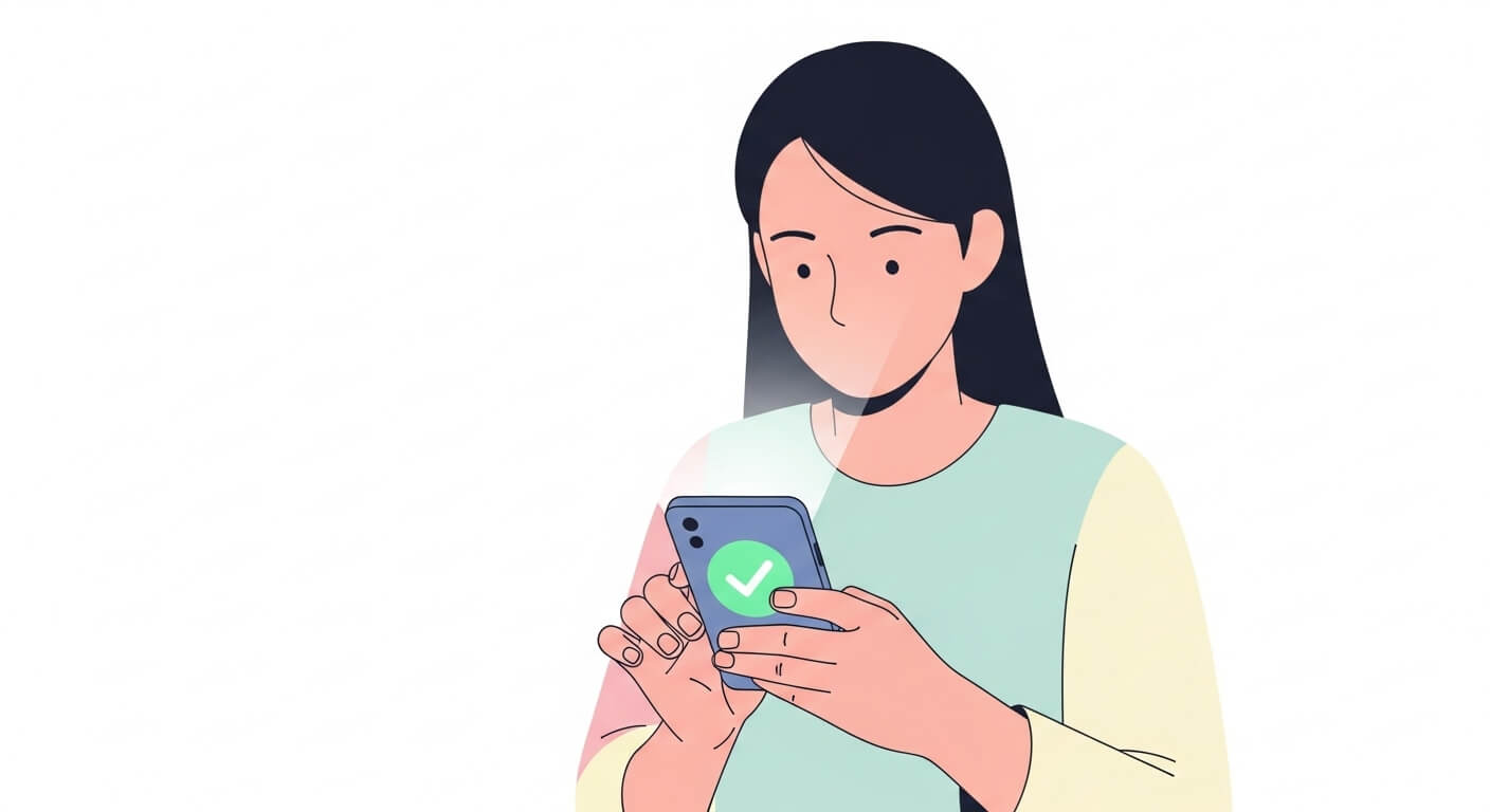 휴대폰 화면에 ‘승인 완료’ 표시가 떠 있는 장면을 확인하는 사람 2