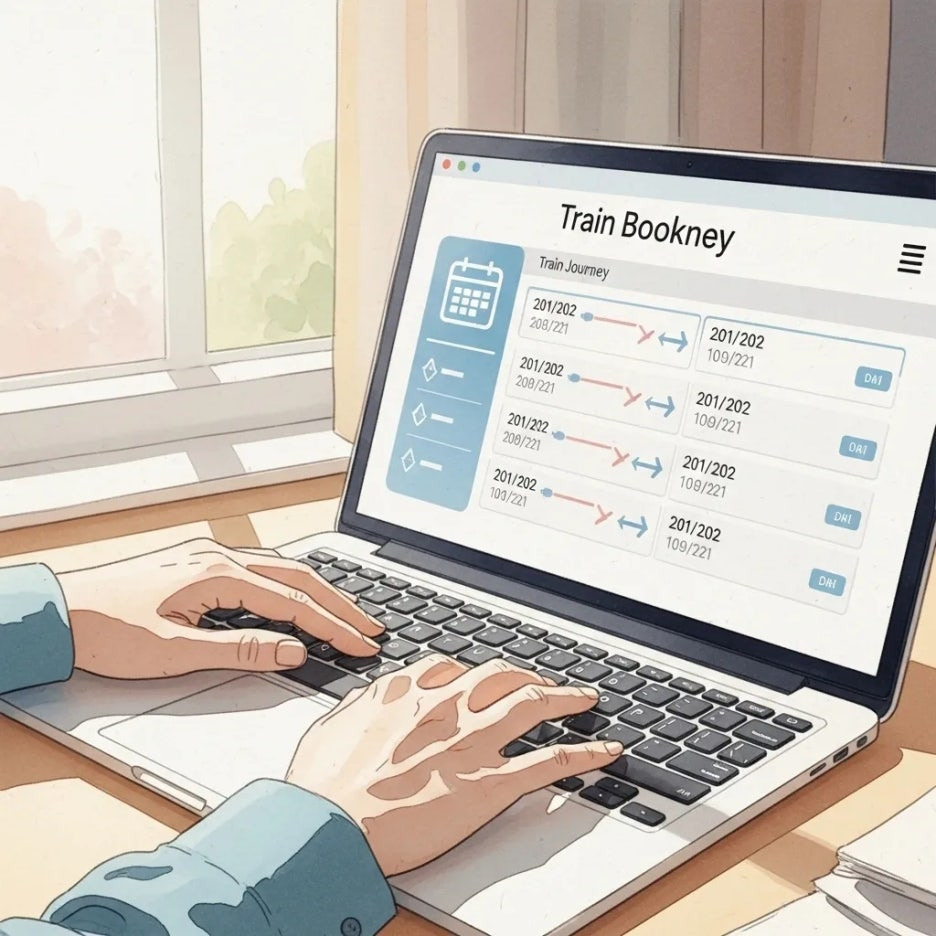 해랑열차 온라인 예약 화면을 들여다보는 모습