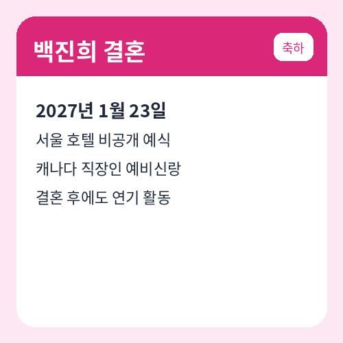백진희 내년 1월 결혼