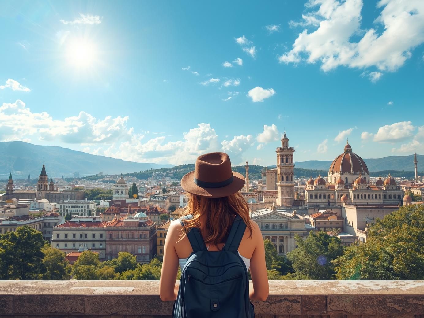 여행을 즐기고 있는 여행객