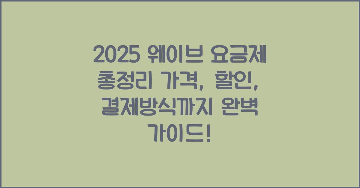 "2025년 기준 웨이브 요금제 종류 및 혜택 비교표와 할인 정보를 담은 대표 이미지"