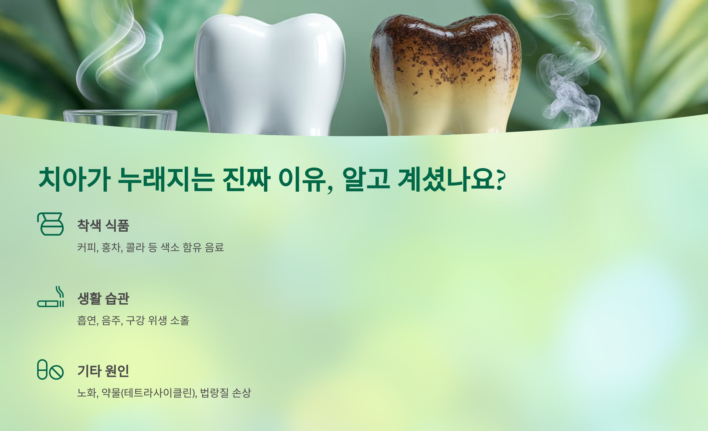 치아가 누래지는 진짜 이유, 알고 계셨나요?
