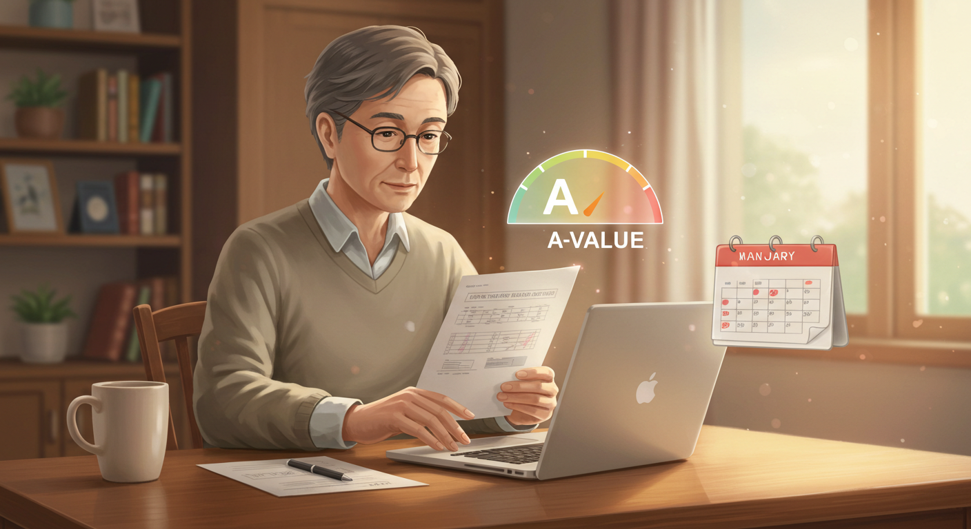 국민연금 감액 기준을 확인하는 중년 수급자의 밝은 표정