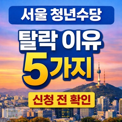 서울 청년수당 탈락 이유 5가지 청년 수당 신청