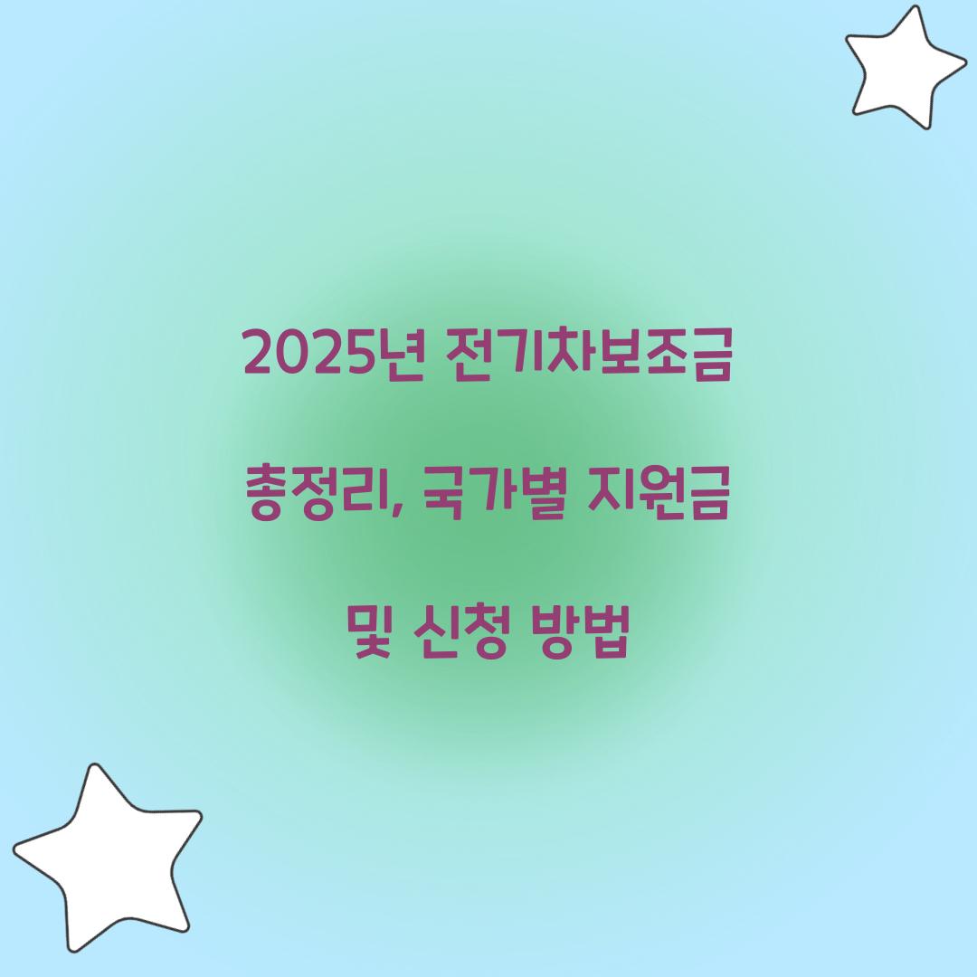 2025년 전기차보조금 총정리: 국가 및 지역별 지원금액