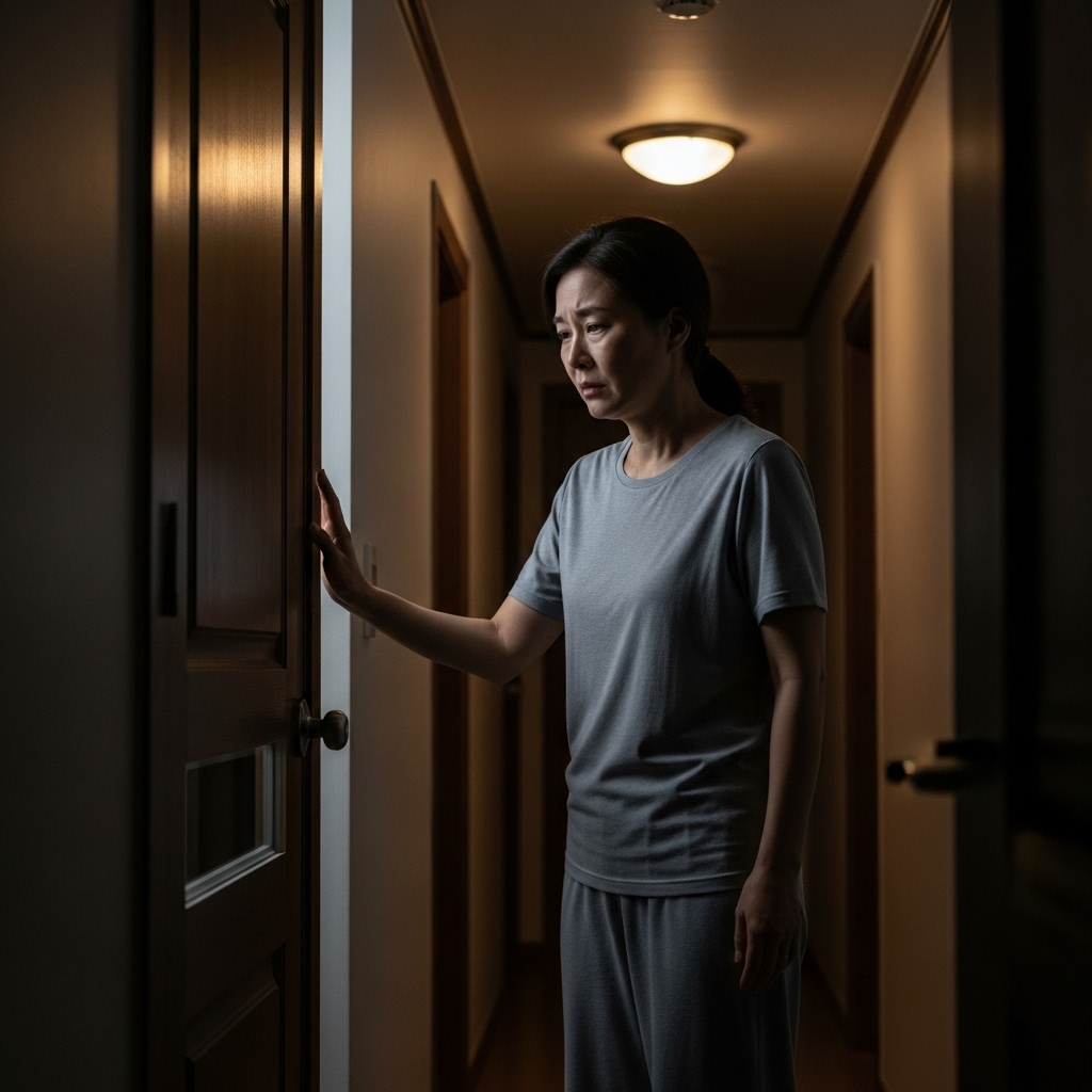 아이 방 앞에서 엿들은 엄마