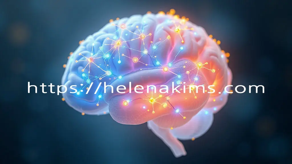 뇌 속 뉴런들이 푸른빛과 황금빛 선으로 연결되어 있는 뇌의 모습.