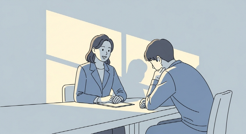 그림자 속 상담 장면
