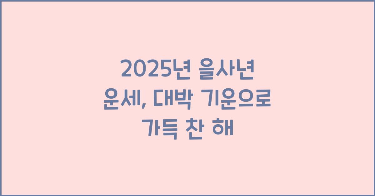 2025년 을사년 운세