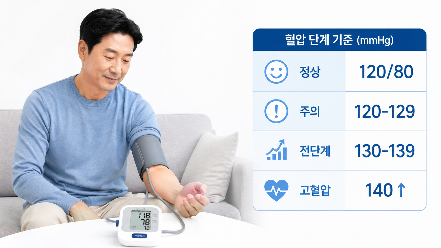 고혈압 전단계 기준 130~139mmHg
집에서 혈압 낮추는 방법 완벽 가이드