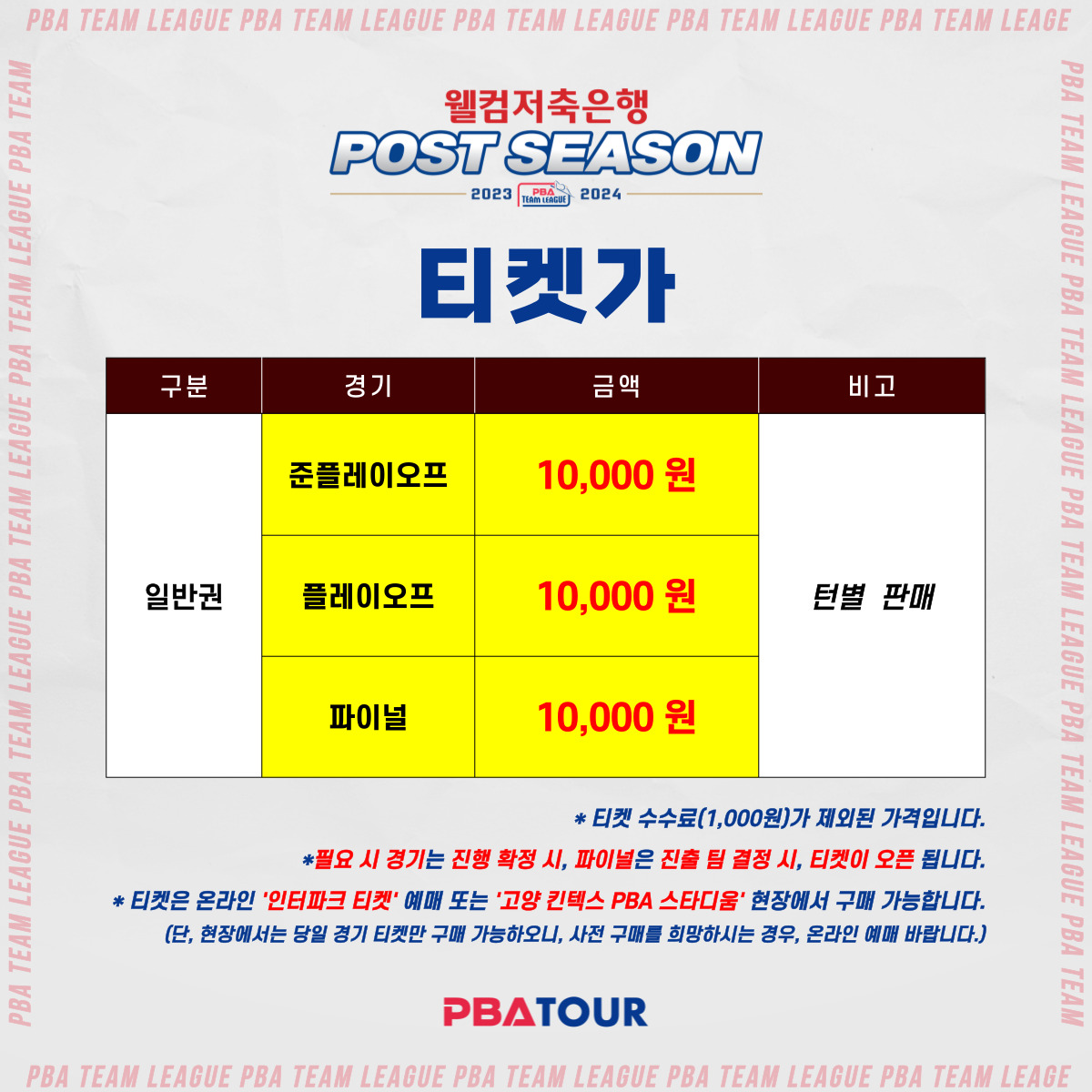 PBA 팀리그 프로당구 당구 선수 포스트시즌 티켓 예매 장소 가격 PBA 스타디움 고양 킨텍스 경기 일정 플레이오프 결승1 할인