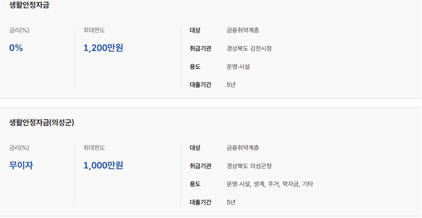 정부 24 지자체 정부지원대출