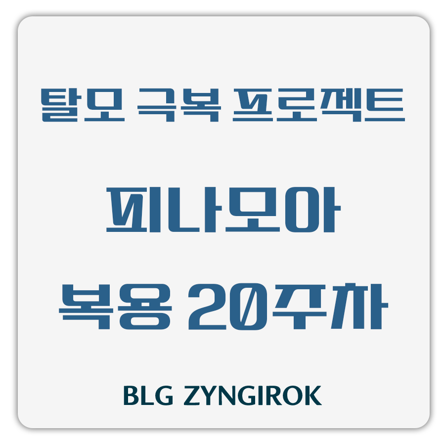 탈모 극복 프로젝트 피나모아 복용 20주차 썸네일 이미지이다.