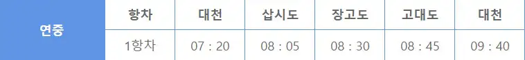 삽시도 배시간표