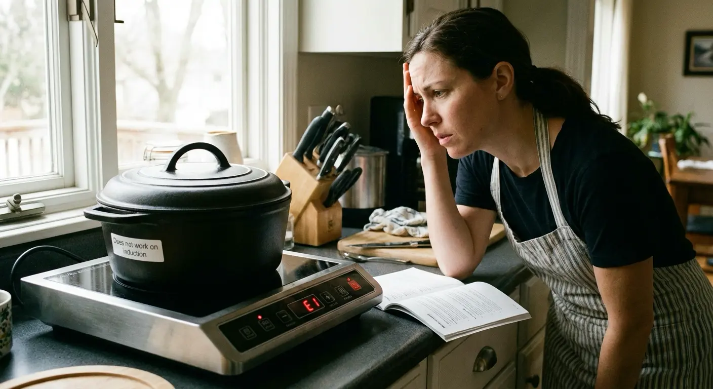 인덕션 위 냄비가 인식되지 않는 상황