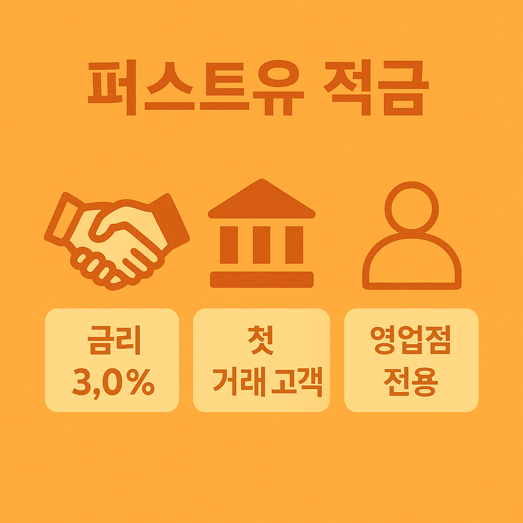 다올저축은행 퍼스트유 적금은 금리 3.0%를 제공하며 첫 거래 고객을 대상으로 하여 영업점에서만 가입이 가능한 특화된 적금 상품으로, 신규 고객을 위한 맞춤 금융 혜택을 설명하는 자료입니다.