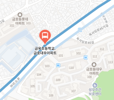 금옥초등학교.금호대우아파트에서 인천공항 리무진 공항버스(6010번) 지도 위치