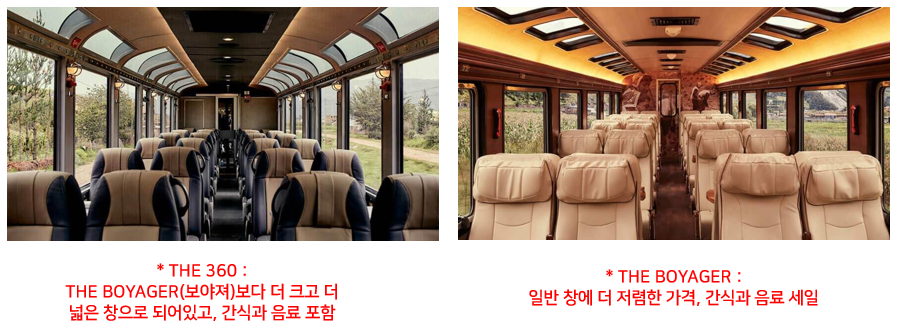 잉카레일 기차 구분
