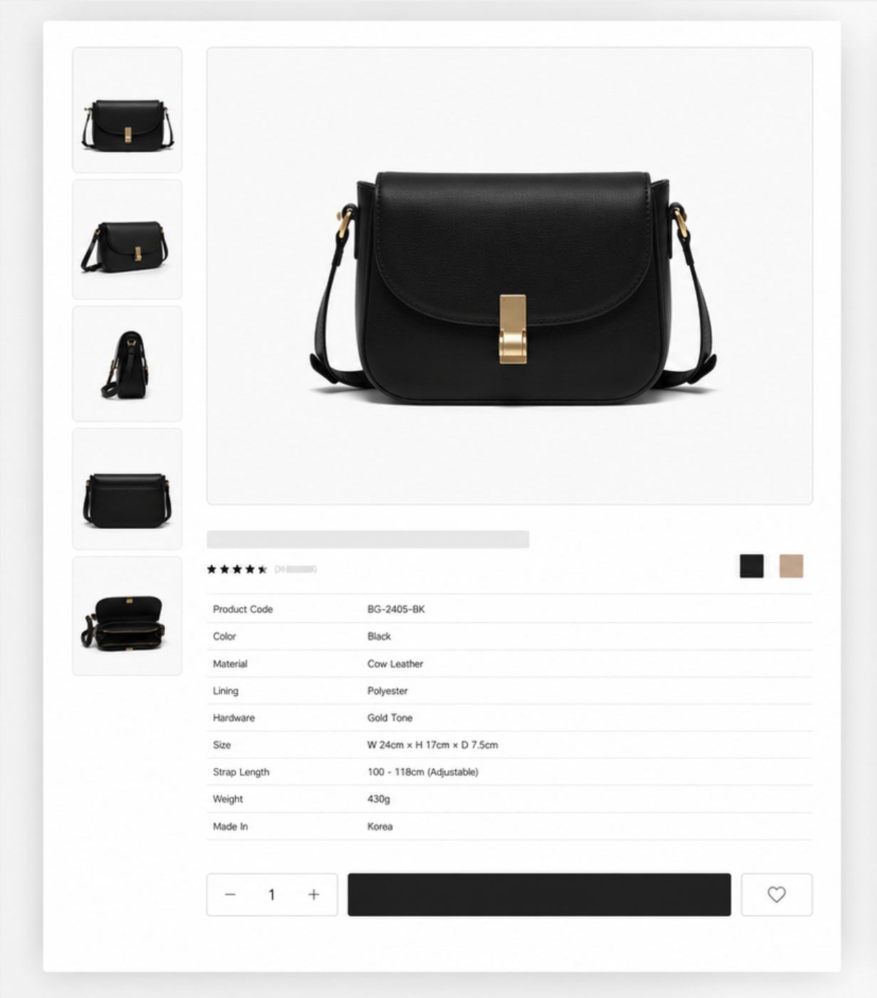 Comparison between a standard product listing page and a high-converting fashion accessory detail page