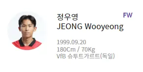 카타르 월드컵-
대한민국 축구국가대표팀 미드필더 정우영