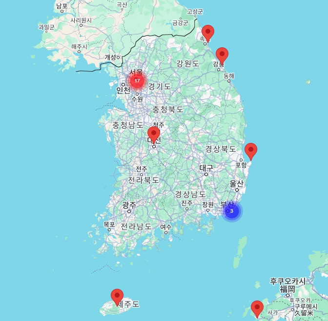 LIVECAM-VOYAGER.COM 대한민국 지도