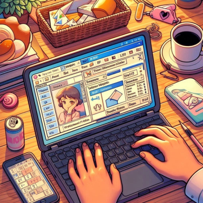 손이 노트북에서 문서 작성 중인 모습입니다.